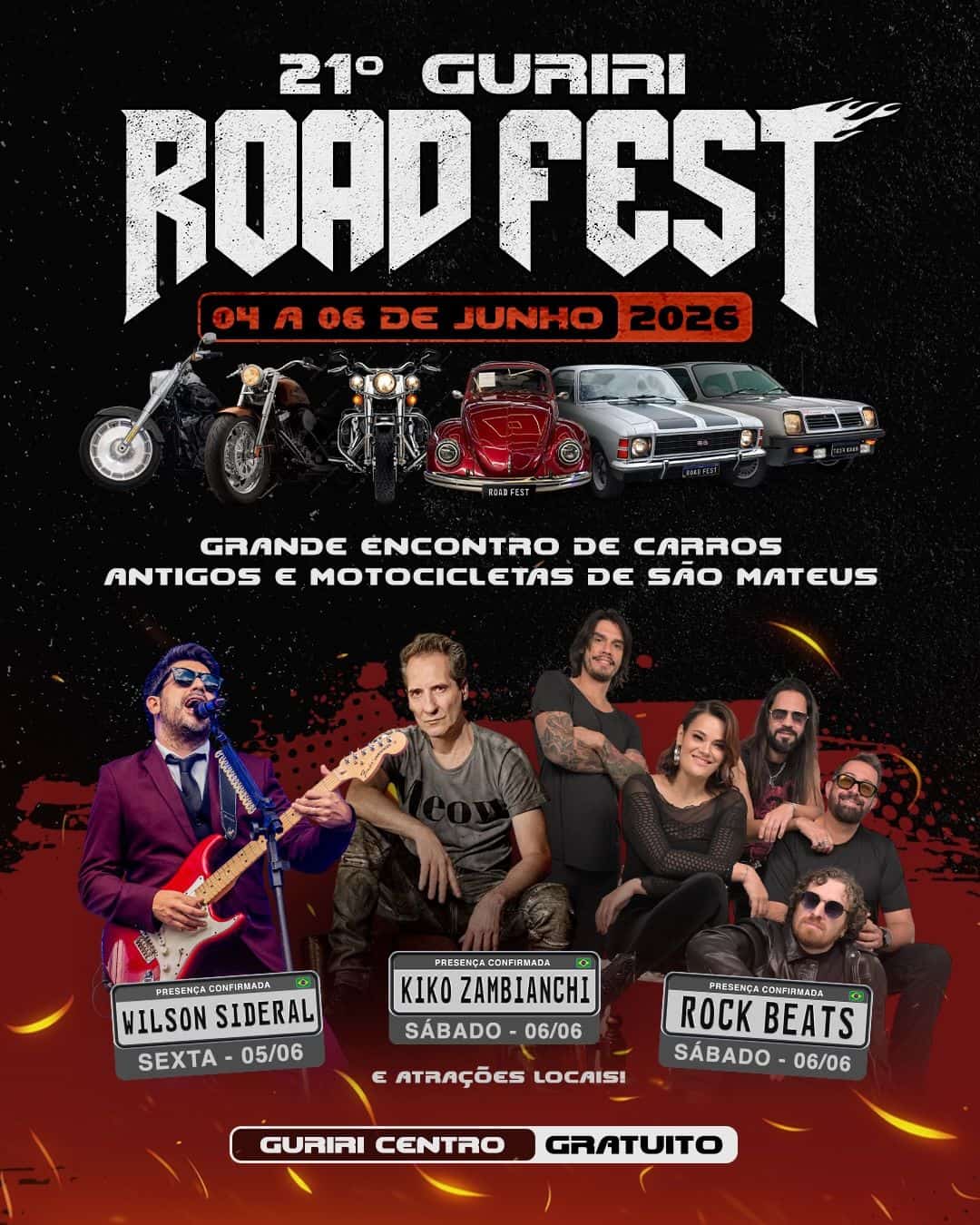 21º Guriri Road Fest reúne grandes nomes do rock nacional e exposição de carros antigos no Norte do ES